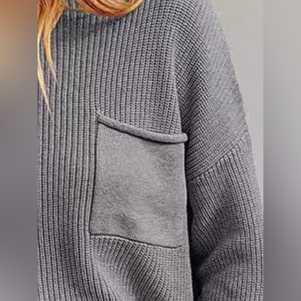 Pocket Detail Dropped Shoulder Sweater - Picture 7 of 11